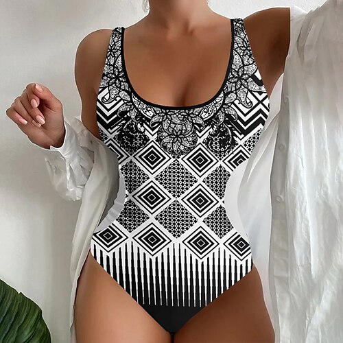 Dame Badetøy Ett stykke Normal Badedrakt Printer Geometrisk Svart Body Badedrakter Sport Strand Klær Høst
Dame Badetøy Ett stykke Normal Badedrakt Printer Geometrisk Svart Body Badedrakter Sport Strand Klær Høst