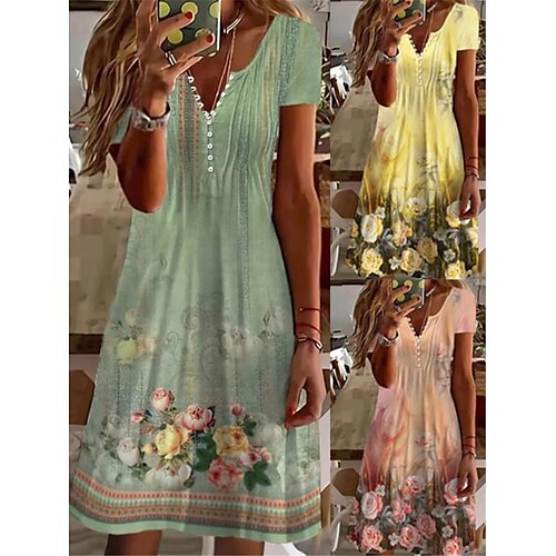 Dame Uformell kjole Sommerkjole Print kjole Blomstret Knapp Trykt mønster V-hals Midikjole Aktiv Mote utendørs Daglig Kortermet Normal Gul Lysegrønn Oransje Sommer Vår S M L XL XXL
Dame Uformell kjole Sommerkjole Print kjole Blomstret Knapp Trykt mønster V-hals Midikjole Aktiv Mote utendørs Daglig Kortermet Normal Gul Lysegrønn Oransje Sommer Vår S M L XL XXL