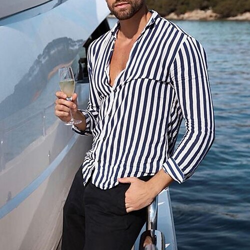 Herre Skjorte Button Up skjorte Sommer skjorte Casual skjorte Mørkeblå Langærmet Stribe Knaphul Daglig Ferierejse Tøj Mode Afslappet Bekvem
Herre Skjorte Button Up skjorte Sommer skjorte Casual skjorte Mørkeblå Langærmet Stribe Knaphul Daglig Ferierejse Tøj Mode Afslappet Bekvem