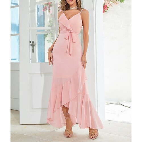 A-linje Gjestekjoler til bryllup Elegant Kjole Festklær Asymmetrisk Ermeløs Spagettistropper Chiffon med Drapert Med stropper 2023
A-linje Gjestekjoler til bryllup Elegant Kjole Festklær Asymmetrisk Ermeløs Spagettistropper Chiffon med Drapert Med stropper 2023