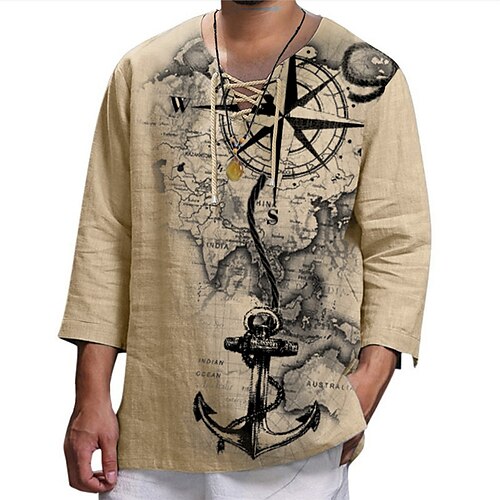 Herre T-shirt Grafisk Kort Kompas V-hals Tøj 3D-udskrivning udendørs Daglig Langærmet Blondér Trykt mønster Mode Designer Bekvem
Herre T-shirt Grafisk Kort Kompas V-hals Tøj 3D-udskrivning udendørs Daglig Langærmet Blondér Trykt mønster Mode Designer Bekvem