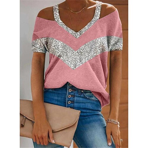 Damen Hemd Bluse Rosa Rote Blau Farbblock Pailletten Kurzarm Casual Basic V Ausschnitt S
Damen Hemd Bluse Rosa Rote Blau Farbblock Pailletten Kurzarm Casual Basic V Ausschnitt S
