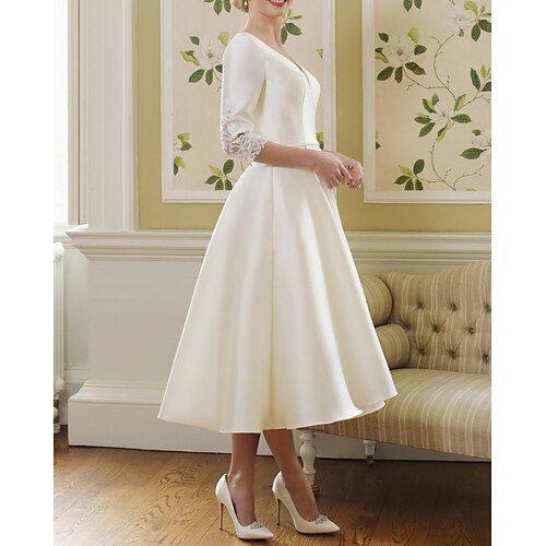 Bridal Shower Vintage Vestitini bianchi Abiti da sposa Lunghezza tè Linea-A Manica a 3/4 A V Raso Con Con applique Tinta unita 2023 Abiti da sposa
Bridal Shower Vintage Vestitini bianchi Abiti da sposa Lunghezza tè Linea-A Manica a 3/4 A V Raso Con Con applique Tinta unita 2023 Abiti da sposa