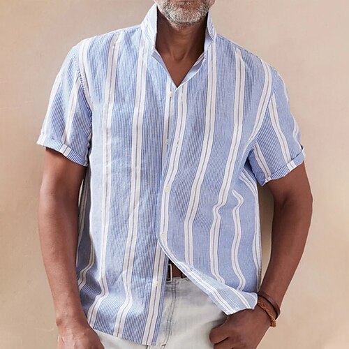 Herre Skjorte Button Up skjorte Sommer skjorte Casual skjorte Lyseblå Kortærmet Stribet Aftæpning Gade Daglig Frontlomme Tøj Mode Afslappet Bekvem
Herre Skjorte Button Up skjorte Sommer skjorte Casual skjorte Lyseblå Kortærmet Stribet Aftæpning Gade Daglig Frontlomme Tøj Mode Afslappet Bekvem