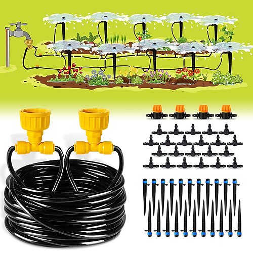 91,8 fot/28 m dryppvanningssett for planter, terrassevanningssystem for blomsterbed, sett med automatisk vanningsutstyr for hagefrukthager og -busker, 1/4 dryppslange og toveis adapter
91,8 fot/28 m dryppvanningssett for planter, terrassevanningssystem for blomsterbed, sett med automatisk vanningsutstyr for hagefrukthager og -busker, 1/4 dryppslange og toveis adapter