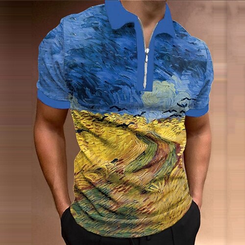 Per uomo Polo con zip Polo con risvolto POLO Camicia da golf Golf Faretto multicolore Stampe astratte Artistica Collo ripiegabile Giallo Blu Esterno Strada Maniche corte Cerniera Stampa Abbigliamento
Per uomo Polo con zip Polo con risvolto POLO Camicia da golf Golf Faretto multicolore Stampe astratte Artistica Collo ripiegabile Giallo Blu Esterno Strada Maniche corte Cerniera Stampa Abbigliamento