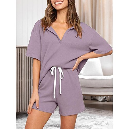 Dame lounge Sett Ren farge Mote Enkel Komfort Daglig Feriereise Ut på byen Spandex Pustende V-splitt Kortermet Shorts Elastisk midje Sommer Vår Svart Gul
Dame lounge Sett Ren farge Mote Enkel Komfort Daglig Feriereise Ut på byen Spandex Pustende V-splitt Kortermet Shorts Elastisk midje Sommer Vår Svart Gul