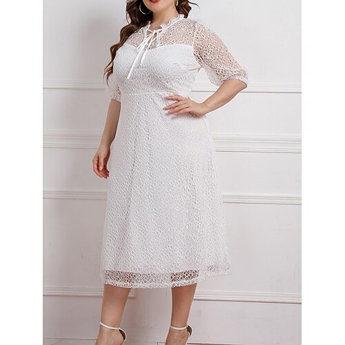 Dame Plusstørrelser Festkjole Blonde kjole Hvid kjole Helfarve Midikjole Halvlange ærmer Blonder Rund hals Mode Fest Hvid Forår Efterår XL XXL 3XL 4XL 5XL
Dame Plusstørrelser Festkjole Blonde kjole Hvid kjole Helfarve Midikjole Halvlange ærmer Blonder Rund hals Mode Fest Hvid Forår Efterår XL XXL 3XL 4XL 5XL