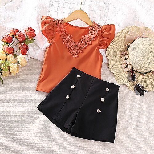 2 deler Baby Jente Helfarge Shorts dress Sett Kortermet Aktiv Avslappet 3-7 år Sommer Oransje
2 deler Baby Jente Helfarge Shorts dress Sett Kortermet Aktiv Avslappet 3-7 år Sommer Oransje