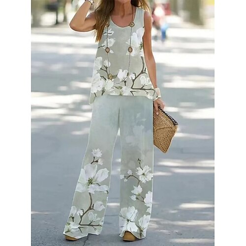 Mujer Camiseta sin mangas Conjuntos de pantalones Pantalones Básico Negro Blanco Festivos Vacaciones Floral Estampado Escote Redondo S M L XL 2XL
Mujer Camiseta sin mangas Conjuntos de pantalones Pantalones Básico Negro Blanco Festivos Vacaciones Floral Estampado Escote Redondo S M L XL 2XL