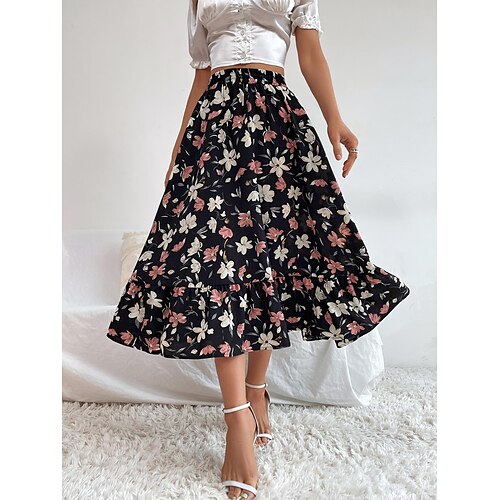Femme Jupe Balançoire Midi Polyester Noir Beige Jupes A Volants Imprimer Décontractées Vacances Fin de semaine S M L
Femme Jupe Balançoire Midi Polyester Noir Beige Jupes A Volants Imprimer Décontractées Vacances Fin de semaine S M L