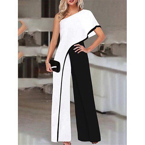 Combinaison Femme A Volants Taille haute Bloc de couleur Une Epaule Entreprise Bureau Travail Standard Demi Manches Blanche S Eté
Combinaison Femme A Volants Taille haute Bloc de couleur Une Epaule Entreprise Bureau Travail Standard Demi Manches Blanche S Eté