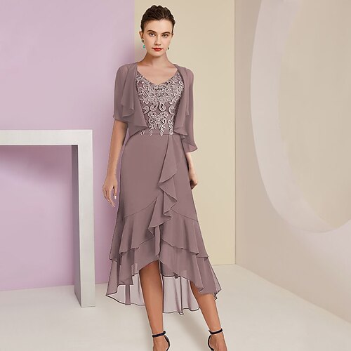 Spezzato Linea-A Abito da cerimonia per signora Formale Invitati del matrimonio Elegante Orlo asimmetrico A V Asimmetrico Lunghezza tè Chiffon Di pizzo Manica corta Manica a 3/4 Stola inclusa con Con
Spezzato Linea-A Abito da cerimonia per signora Formale Invitati del matrimonio Elegante Orlo asimmetrico A V Asimmetrico Lunghezza tè Chiffon Di pizzo Manica corta Manica a 3/4 Stola inclusa con Con