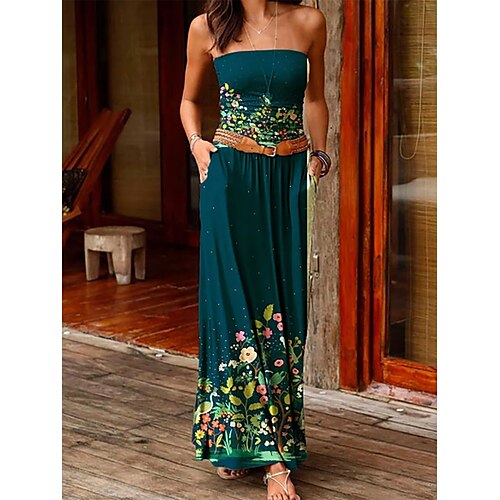 Dame Lang kjole Maxikjole Uformell kjole Sommerkjole Print kjole Blomstret Mote Fritid Daglig Ferie Feriereise Lomme Trykt mønster Ermeløs Stroppeløs Kjole Tynn Mørkeblå Sommer Vår S M L XL XXL
Dame Lang kjole Maxikjole Uformell kjole Sommerkjole Print kjole Blomstret Mote Fritid Daglig Ferie Feriereise Lomme Trykt mønster Ermeløs Stroppeløs Kjole Tynn Mørkeblå Sommer Vår S M L XL XXL