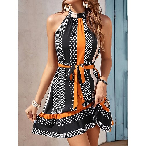 Per donna Vestito casual Abito estivo Abito con scollo all'americana A pois Color Block Lacci Con balze All'americana Mini abito Di tendenza Moderno Esterno Giornaliero Senza maniche Morbido Nero
Per donna Vestito casual Abito estivo Abito con scollo all'americana A pois Color Block Lacci Con balze All'americana Mini abito Di tendenza Moderno Esterno Giornaliero Senza maniche Morbido Nero