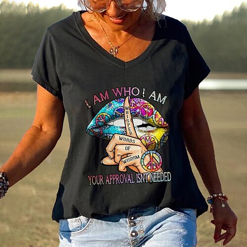 Dame T-shirt Sort Lyserød Blå Grafisk Trykt mønster Kortærmet Daglig Weekend Basale V-hals Normal Maleri S
Dame T-shirt Sort Lyserød Blå Grafisk Trykt mønster Kortærmet Daglig Weekend Basale V-hals Normal Maleri S