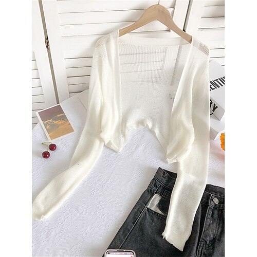 Women's Cardigan Sweater Jumper Crochet Knit Thin Solid Color Open Front Stylish Casual Daily Going out Summer Spring Black White One-Size
Women's Cardigan Sweater Jumper Crochet Knit Thin Solid Color Open Front Stylish Casual Daily Going out Summer Spring Black White One-Size