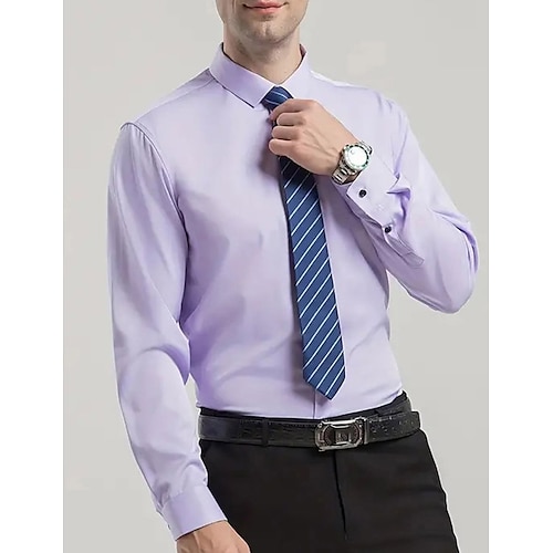 

Men's Shirt Dress Shirt Button Up Shirt Light Pink White Wine Long Sleeve Plain Turndown Spring Fall Wedding Office Career Clothing Apparel Basic