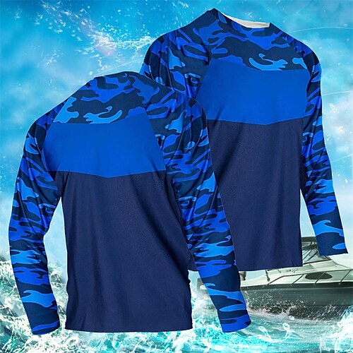 Men's Fishing Shirt Outdoor Long Sleeve UV Protection Breathable Lightweight Quick Dry Sweat wicking Top Summer Spring Outdoor Fishing Dark Blue
Men's Fishing Shirt Outdoor Long Sleeve UV Protection Breathable Lightweight Quick Dry Sweat wicking Top Summer Spring Outdoor Fishing Dark Blue