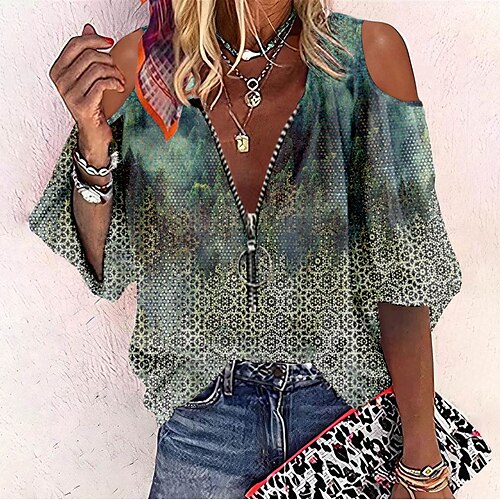 Women's Shirt Blouse Purple Green Graphic Cut Out Quarter Zip Long Sleeve Casual Basic V Neck Regular S
Women's Shirt Blouse Purple Green Graphic Cut Out Quarter Zip Long Sleeve Casual Basic V Neck Regular S