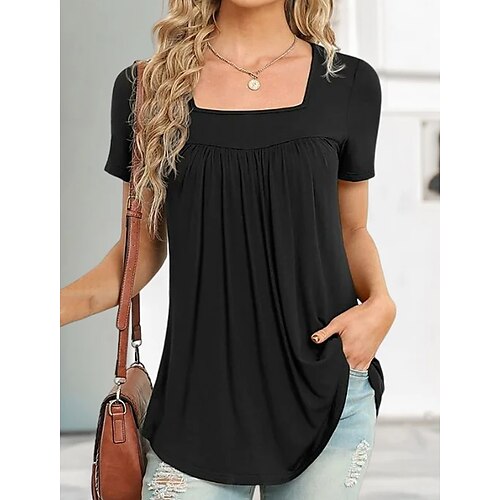 Mujer Camiseta Negro Blanco Rojo Plano Manga Corta Diario Fin de semana Básico Escote Cuadrado Regular S
Mujer Camiseta Negro Blanco Rojo Plano Manga Corta Diario Fin de semana Básico Escote Cuadrado Regular S