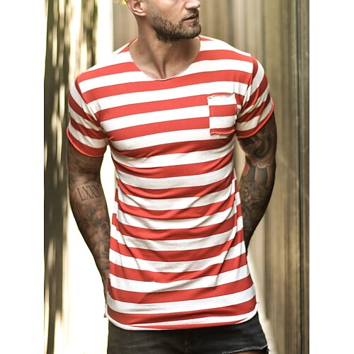 Per uomo maglietta T-shirt A strisce Girocollo Strada Da mare Maniche corte Tasca frontale Abbigliamento Di tendenza Originale Essenziale
Per uomo maglietta T-shirt A strisce Girocollo Strada Da mare Maniche corte Tasca frontale Abbigliamento Di tendenza Originale Essenziale
