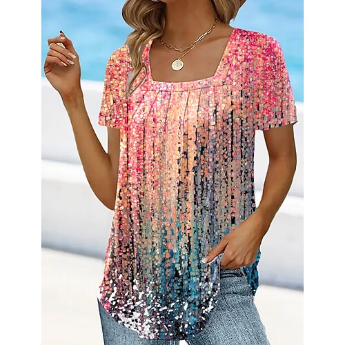 Mulheres Camiseta Branco Rosa Azul Floral Tintura Tie Dye Imprimir Manga Curta Diário Final de semana Básico Decote Quadrado Padrão Tema Flores Pintura S
Mulheres Camiseta Branco Rosa Azul Floral Tintura Tie Dye Imprimir Manga Curta Diário Final de semana Básico Decote Quadrado Padrão Tema Flores Pintura S