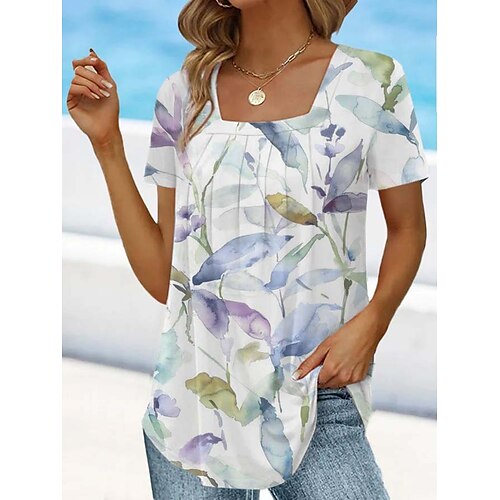 T shirt Tee Femme Blanche Bleu Vert Floral Cœur Imprimer Manche Courte du quotidien Fin de semaine basique Col Carré Normal Standard Peinture S
T shirt Tee Femme Blanche Bleu Vert Floral Cœur Imprimer Manche Courte du quotidien Fin de semaine basique Col Carré Normal Standard Peinture S