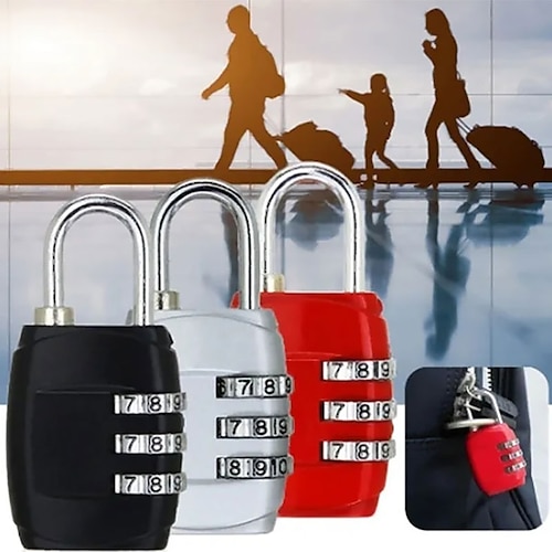 

3 Dial Digit Password Combination Padlock Suitcase Luggage Metal Code Lock Mini Coded Keyed Anti-Theft Locks