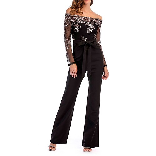 Mujer Mono Alta cintura Lentejuela Color sólido Hombros Caídos Ropa de calle Fiesta Calle Ajuste regular Manga Larga Negro S M L Verano
Mujer Mono Alta cintura Lentejuela Color sólido Hombros Caídos Ropa de calle Fiesta Calle Ajuste regular Manga Larga Negro S M L Verano