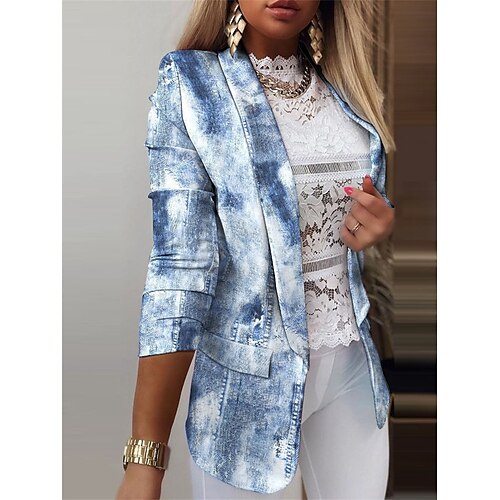 Dame Blazer Kontor Arbeid Dagligdagstøy Vår Høst Normal Frakk Løstsittende Hold Varm Vindtett Pustende Stilfull Moderne Moderne Stil Jakker Langermet Sommerfugl Batikkfarget Trykt mønster Svart Hvit
Dame Blazer Kontor Arbeid Dagligdagstøy Vår Høst Normal Frakk Løstsittende Hold Varm Vindtett Pustende Stilfull Moderne Moderne Stil Jakker Langermet Sommerfugl Batikkfarget Trykt mønster Svart Hvit