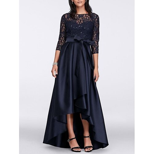 Linjeform Kjole til brudens mor Formell Fest Elegant Øsehals Asymmetrisk Taft 3/4 ermer med Blonder Sløyfe(r) Plissert 2023
Linjeform Kjole til brudens mor Formell Fest Elegant Øsehals Asymmetrisk Taft 3/4 ermer med Blonder Sløyfe(r) Plissert 2023