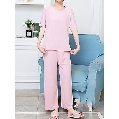 Vêtements d'intérieur Ensembles Plein Air du quotidien Rendez-vous Sortie Femme Polyester Respirable Pantalon 2 Pièces Mode Décontractées Confort Col Ras du Cou Manche Courte Pantalon long Taille
Vêtements d'intérieur Ensembles Plein Air du quotidien Rendez-vous Sortie Femme Polyester Respirable Pantalon 2 Pièces Mode Décontractées Confort Col Ras du Cou Manche Courte Pantalon long Taille