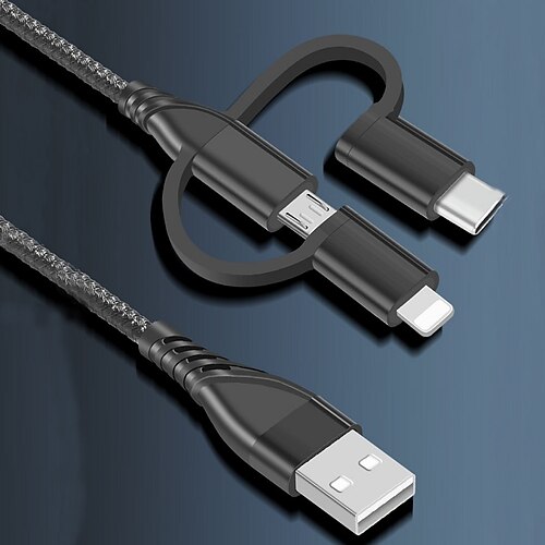 Cabo de carregamento múltiplo 3,3 pés USB C para Lightning / micro / USB C 3 A Cabo para Carregador Carga Rápida Alta transferência de dados Trançado de Nylon Durável 3 em 1 Para iPad Samsung Xiaomi
Cabo de carregamento múltiplo 3,3 pés USB C para Lightning / micro / USB C 3 A Cabo para Carregador Carga Rápida Alta transferência de dados Trançado de Nylon Durável 3 em 1 Para iPad Samsung Xiaomi