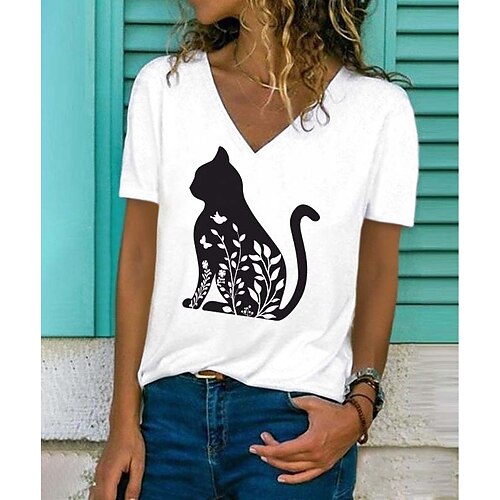 Damen T Shirt Perle Weiß Elfenbein Katze Bedruckt Kurzarm Täglich Wochenende Basic V Ausschnitt Standard Katze Farbe S
Damen T Shirt Perle Weiß Elfenbein Katze Bedruckt Kurzarm Täglich Wochenende Basic V Ausschnitt Standard Katze Farbe S