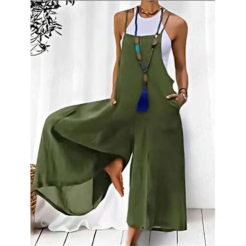 Women's Jumpsuit Pocket Solid Color Round Neck Ordinary Street Daily Regular Fit Sleeveless Black White Army Green S M L Summer
Women's Jumpsuit Pocket Solid Color Round Neck Ordinary Street Daily Regular Fit Sleeveless Black White Army Green S M L Summer