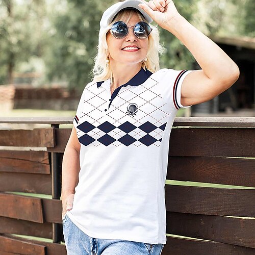 Women's Polo Shirt Golf Shirt Golf Clothes Breathable Quick Dry Soft Short Sleeve Top Regular Fit Geometry Summer Spring Tennis Golf Badminton
Women's Polo Shirt Golf Shirt Golf Clothes Breathable Quick Dry Soft Short Sleeve Top Regular Fit Geometry Summer Spring Tennis Golf Badminton