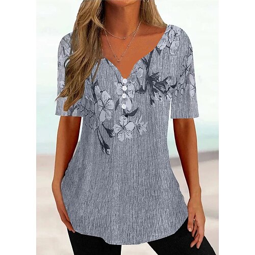 T shirt Tee Femme Noir Blanche Bleu Graphic Floral Bouton Imprimer Manche Courte Casual basique Col V Normal Standard S
T shirt Tee Femme Noir Blanche Bleu Graphic Floral Bouton Imprimer Manche Courte Casual basique Col V Normal Standard S