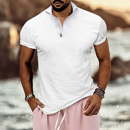 Homens Camiseta T-shirt Tecido Colarinho Clerical Rua Férias Manga Curta Roupa Moda Designer Básico
Homens Camiseta T-shirt Tecido Colarinho Clerical Rua Férias Manga Curta Roupa Moda Designer Básico