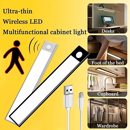 

сенсорный ночник 1 упаковка USB перезаряжаемый магнитный настенный светильник для гардероба под светодиодными светильниками для шкафа ночные светильники с батарейным питанием для спальни гардеробная лестница