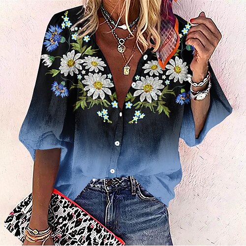 Women's Shirt Blouse Pink Blue Purple Floral Button Print Long Sleeve Casual Holiday Basic Standing Collar Regular Floral S
Women's Shirt Blouse Pink Blue Purple Floral Button Print Long Sleeve Casual Holiday Basic Standing Collar Regular Floral S