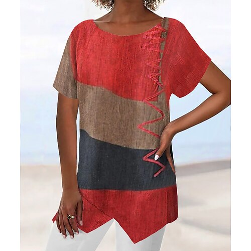 Mulheres Camisa Social Blusa Amarelo Vermelho Azul Bloco de cor Assimétrico Imprimir Manga Curta Casual Básico Decote Redondo Longo S
Mulheres Camisa Social Blusa Amarelo Vermelho Azul Bloco de cor Assimétrico Imprimir Manga Curta Casual Básico Decote Redondo Longo S