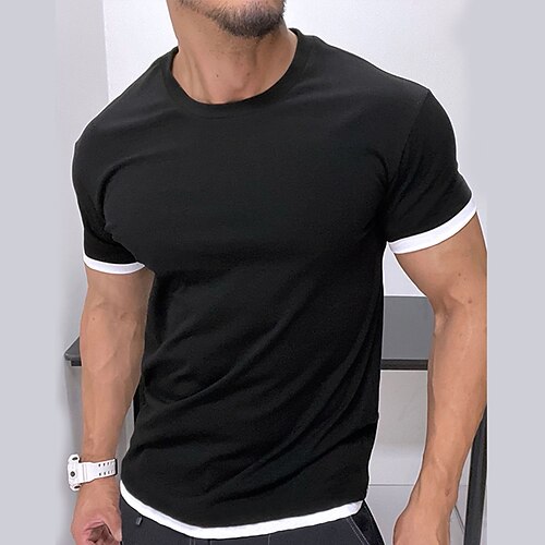 Homens Camiseta Bloco de cor Crewneck Férias Para Noite Manga Curta Roupa Moda Básico Casual
Homens Camiseta Bloco de cor Crewneck Férias Para Noite Manga Curta Roupa Moda Básico Casual