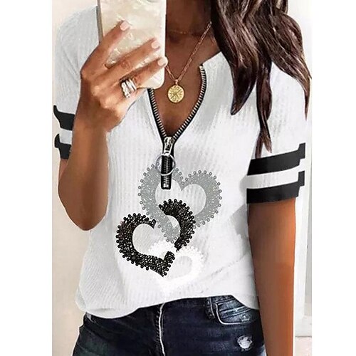 Damen Hemd Bluse Weiß Blau Herz Viertel Postleitzahl Bedruckt Kurzarm Casual Basic V Ausschnitt Standard S
Damen Hemd Bluse Weiß Blau Herz Viertel Postleitzahl Bedruckt Kurzarm Casual Basic V Ausschnitt Standard S