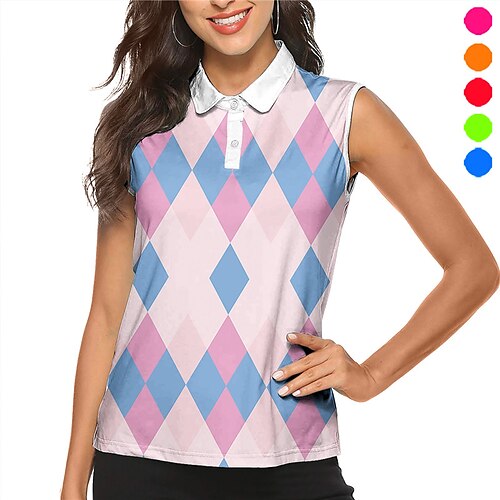 Femme T-shirt POLO vêtements de golf Respirable Séchage rapide Poids Léger Sans Manches T-shirt Top Géométrie Imprimé Eté Tennis Le golf Pickleball
Femme T-shirt POLO vêtements de golf Respirable Séchage rapide Poids Léger Sans Manches T-shirt Top Géométrie Imprimé Eté Tennis Le golf Pickleball