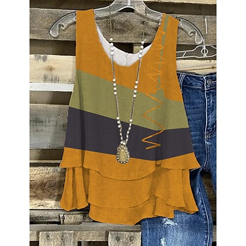 Damen Tank Top Rote Blau Orange Farbblock Bedruckt Ärmellos Casual Basic Rundhalsausschnitt Standard S
Damen Tank Top Rote Blau Orange Farbblock Bedruckt Ärmellos Casual Basic Rundhalsausschnitt Standard S