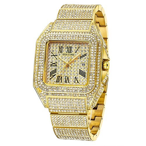 Herren-Quarzuhr, luxuriöse, lässige analoge Armbanduhr, Strass-Leuchtkalender, wasserdichte Edelstahluhr
Herren-Quarzuhr, luxuriöse, lässige analoge Armbanduhr, Strass-Leuchtkalender, wasserdichte Edelstahluhr
