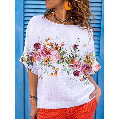 Mujer Camisa Blusa Blanco Floral Estampado Manga Corta Casual Festivos Básico Escote Redondo Regular Flor S
Mujer Camisa Blusa Blanco Floral Estampado Manga Corta Casual Festivos Básico Escote Redondo Regular Flor S