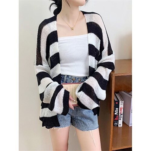 Mulheres Sueter Cardigan Saltador Estriado Tricotar Superdimensionado Listrado Abertura Frontal à moda Casual Diário Para Noite Verão Primavera Preto Rosa Tamanho Único
Mulheres Sueter Cardigan Saltador Estriado Tricotar Superdimensionado Listrado Abertura Frontal à moda Casual Diário Para Noite Verão Primavera Preto Rosa Tamanho Único