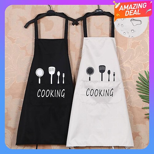

Waterproof Chef Apron For Women and Men, Kitchen Cooking Apron, Personalised Gardening Apron with Pocket, Cotton Canvas Work Apron Cross Back Heavy Duty Adjustable